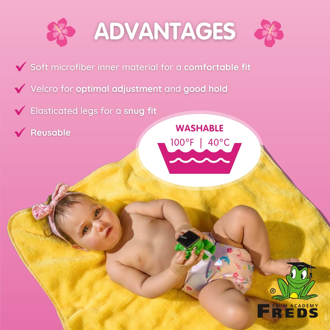 FREDS SWIM ACADEMY Pink Swim Nappy - Eco-Friendly Reusable Pool Diaper for Toddlers, Size 2 - Image 3
