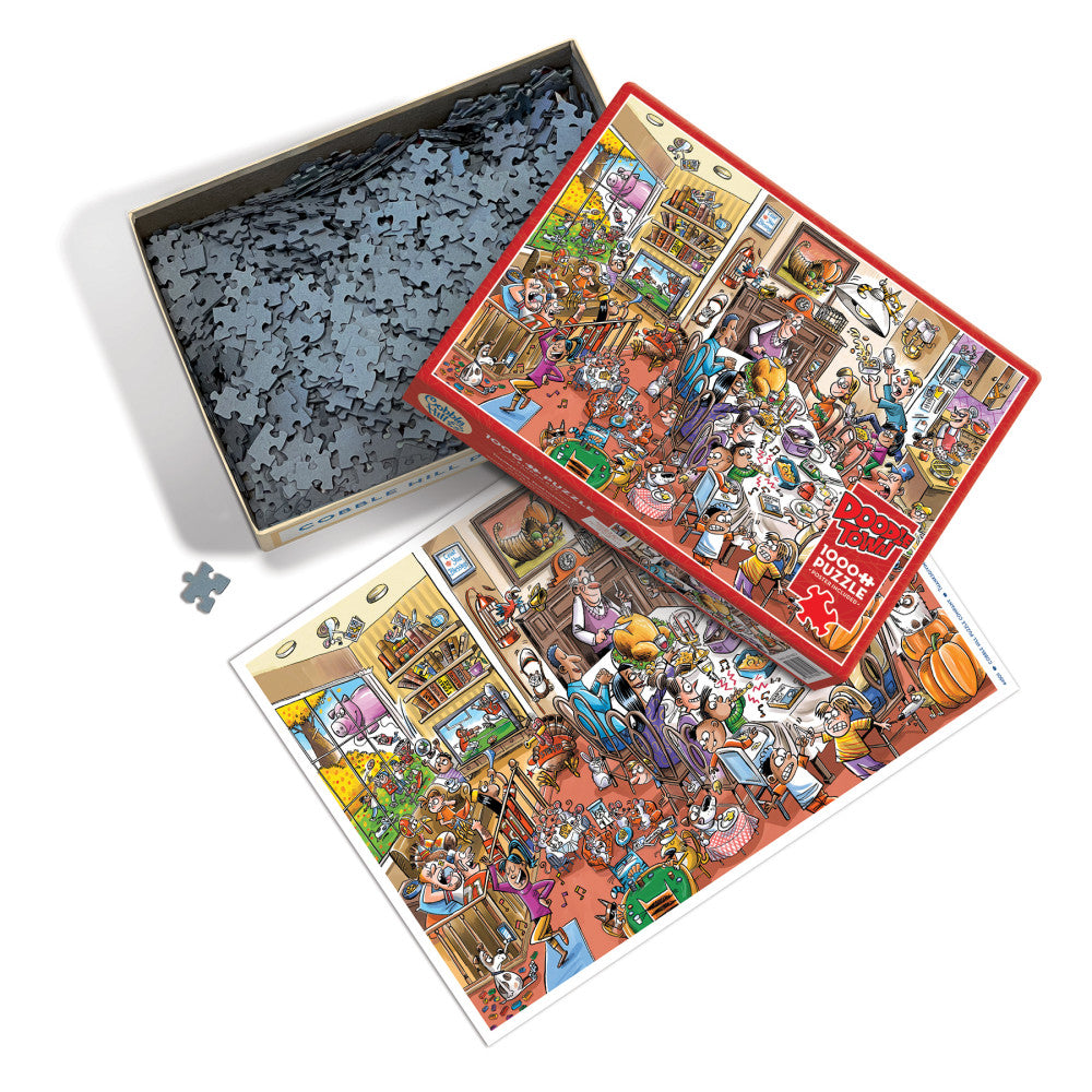 Cobble Hill DoodleTown: Thanksgiving Togetherness 1000 pc Puzzle - Image 3