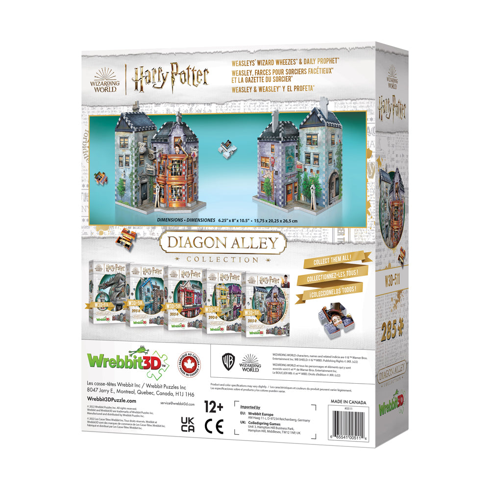 Wrebbit Harry Potter Diagon Alley Collection - Weasleys' Wizard Wheezes & Daily Prophet 3D Puzzle, 285 Pieces - Image 3