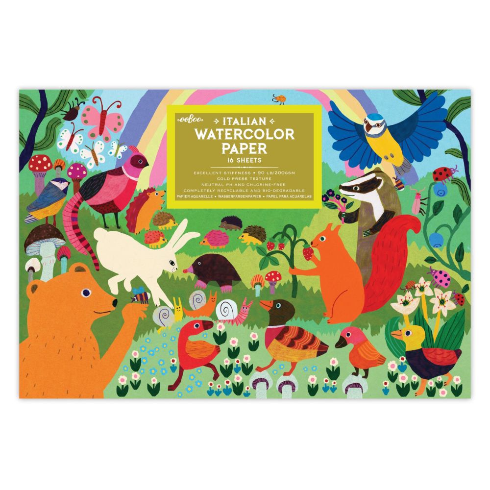 Alternative view of eeBoo Woodland Rainbow Watercolor Pad - High-Quality Italian Paper