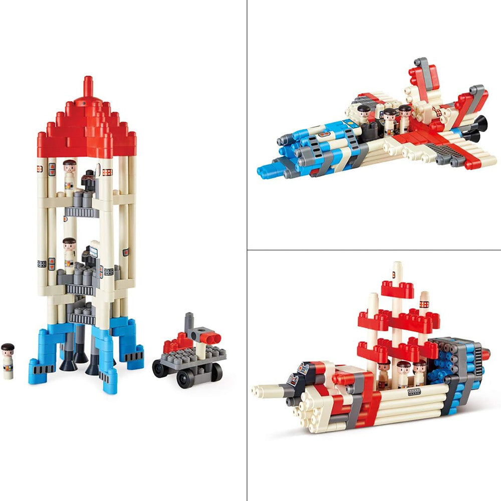 Hape PolyM Adventure Rocket 138-Piece Set - Red/Blue/White - Image 2