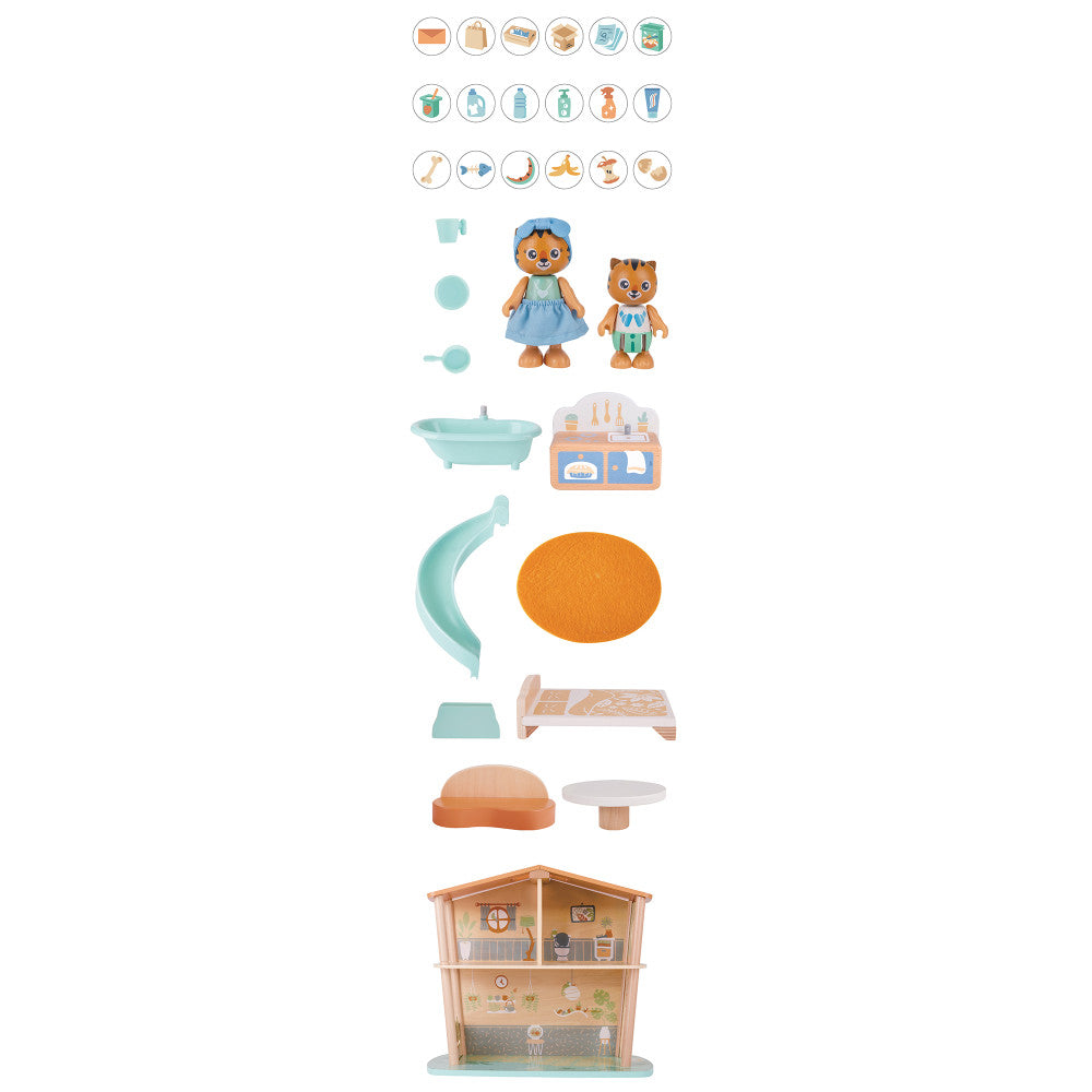 Alternative view of Hape Tigers' Jungle House: 34-Piece Wooden Toy Playset