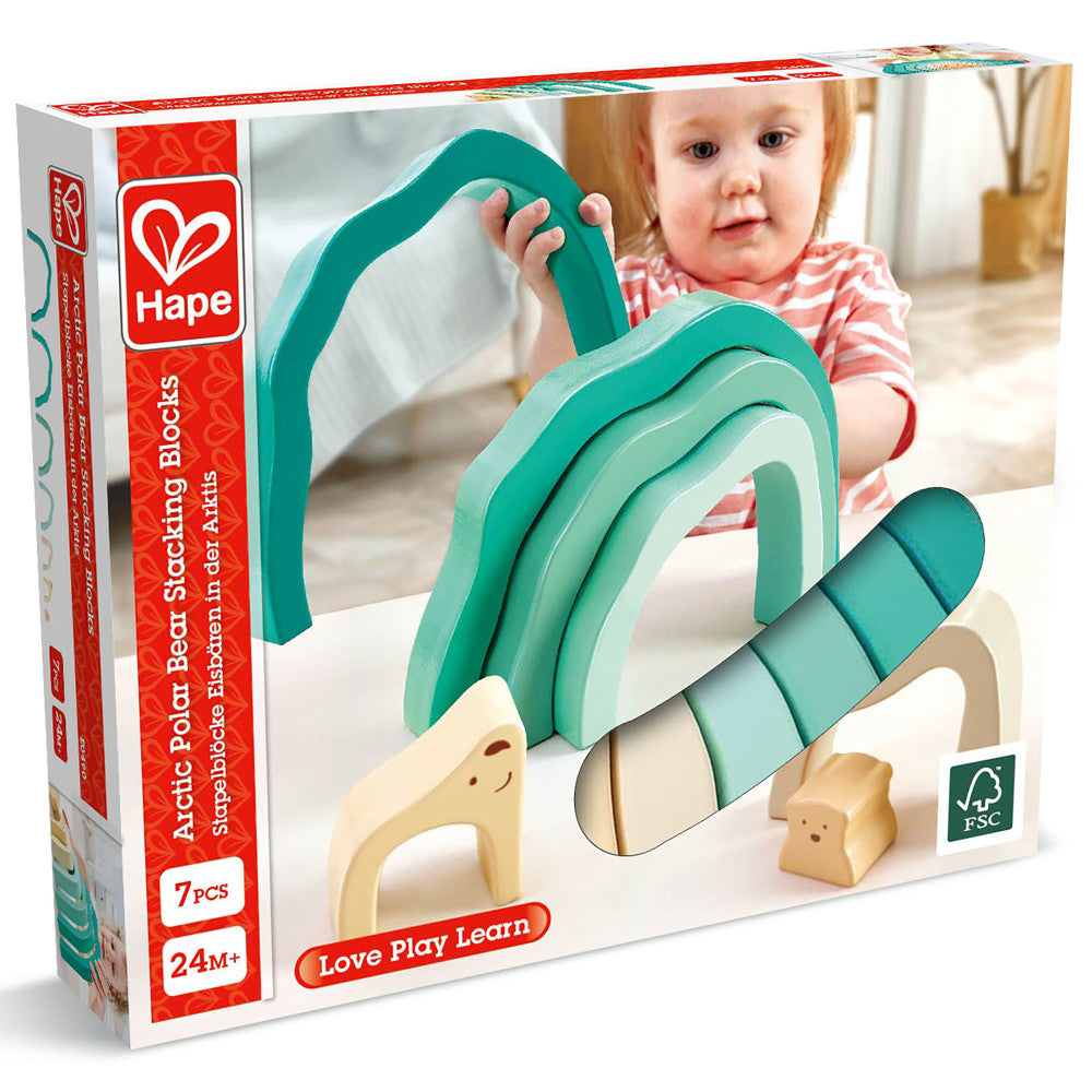 Hape Arctic Polar Bear Stacking Blocks - Creative Wooden Nesting Toy