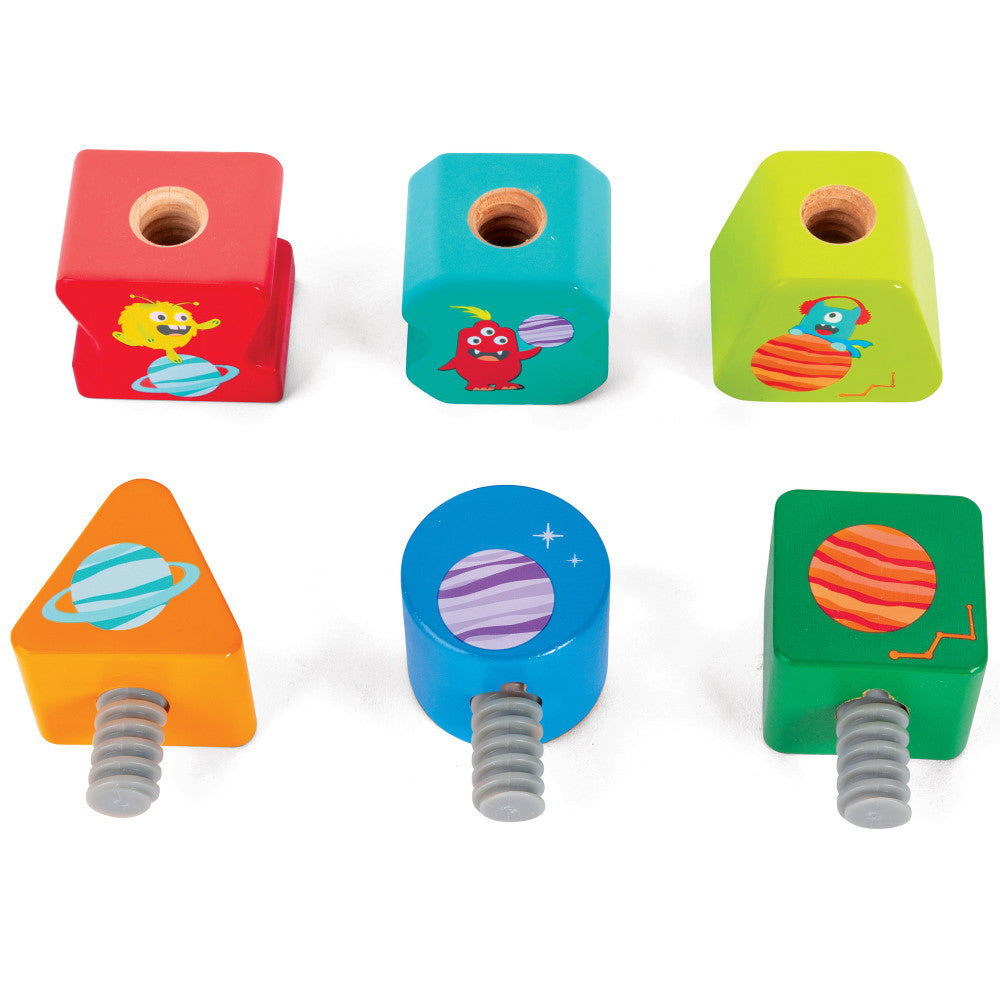 Alternative view of Hape Monster Buddies Wooden Building Blocks Set - 3 Colorful Characters