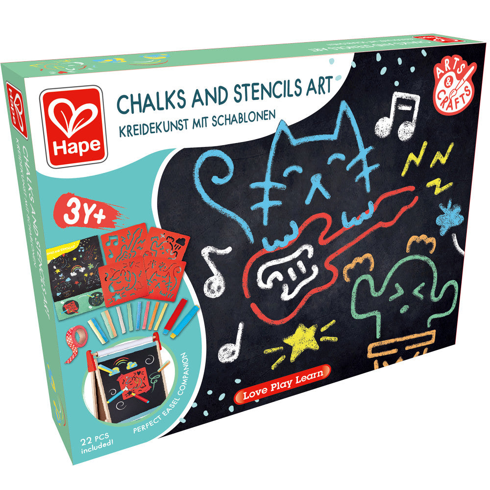 Hape Chalks & Stencils Art Kit - 22 Piece Activity Set for Kids - Image 2