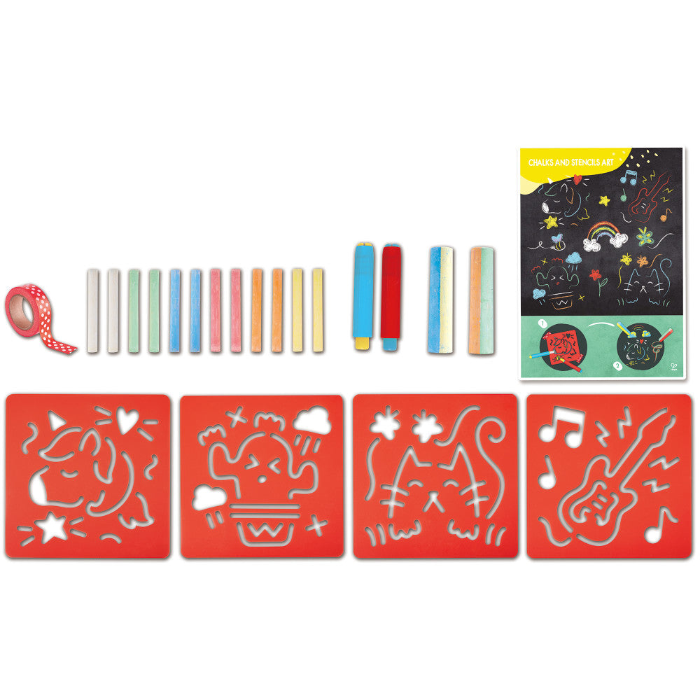 Hape Chalks & Stencils Art Kit - 22 Piece Activity Set for Kids - Image 3