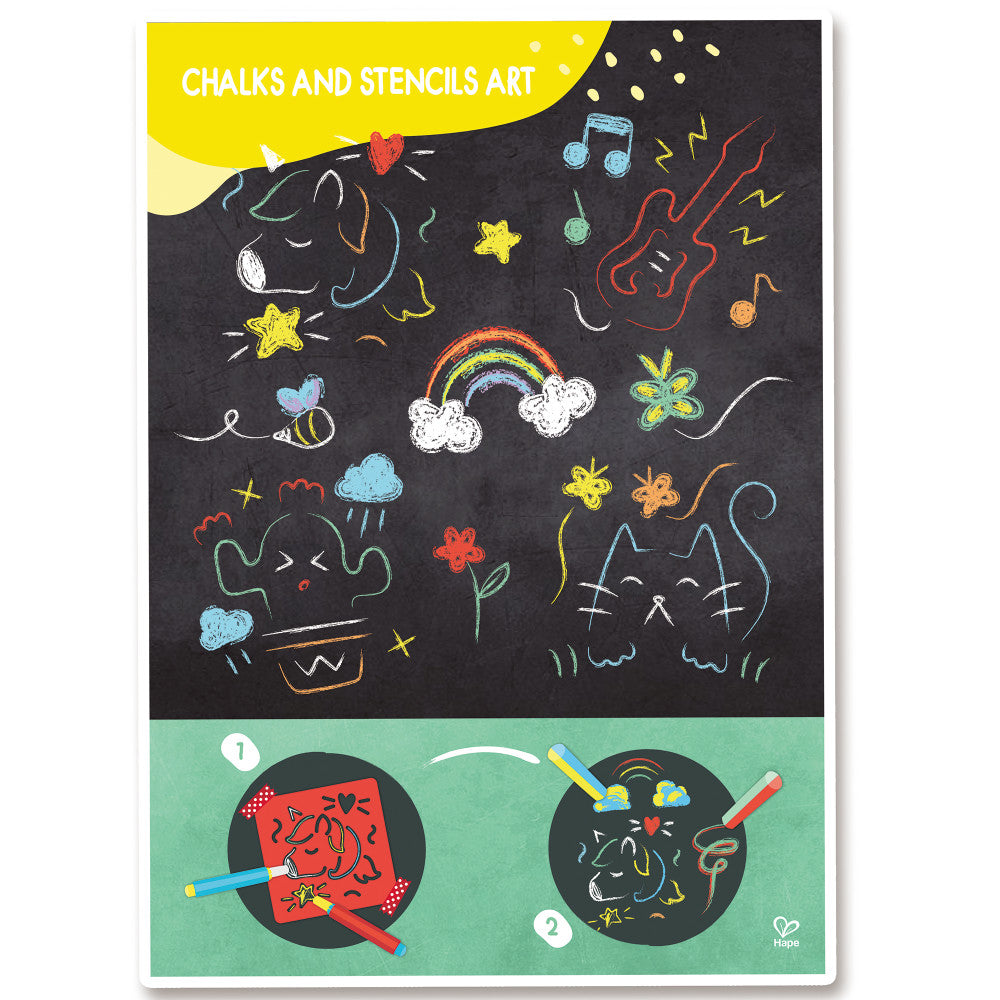 Hape Chalks & Stencils Art Kit - 22 Piece Activity Set for Kids - Image 4
