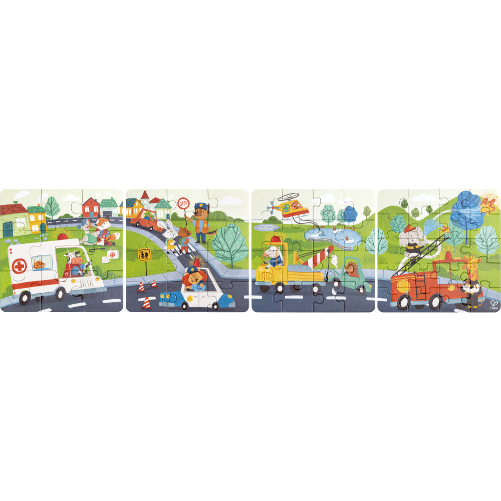 Hape Colorful Rescue Vehicles 4-in-1 Puzzle Set - Image 4