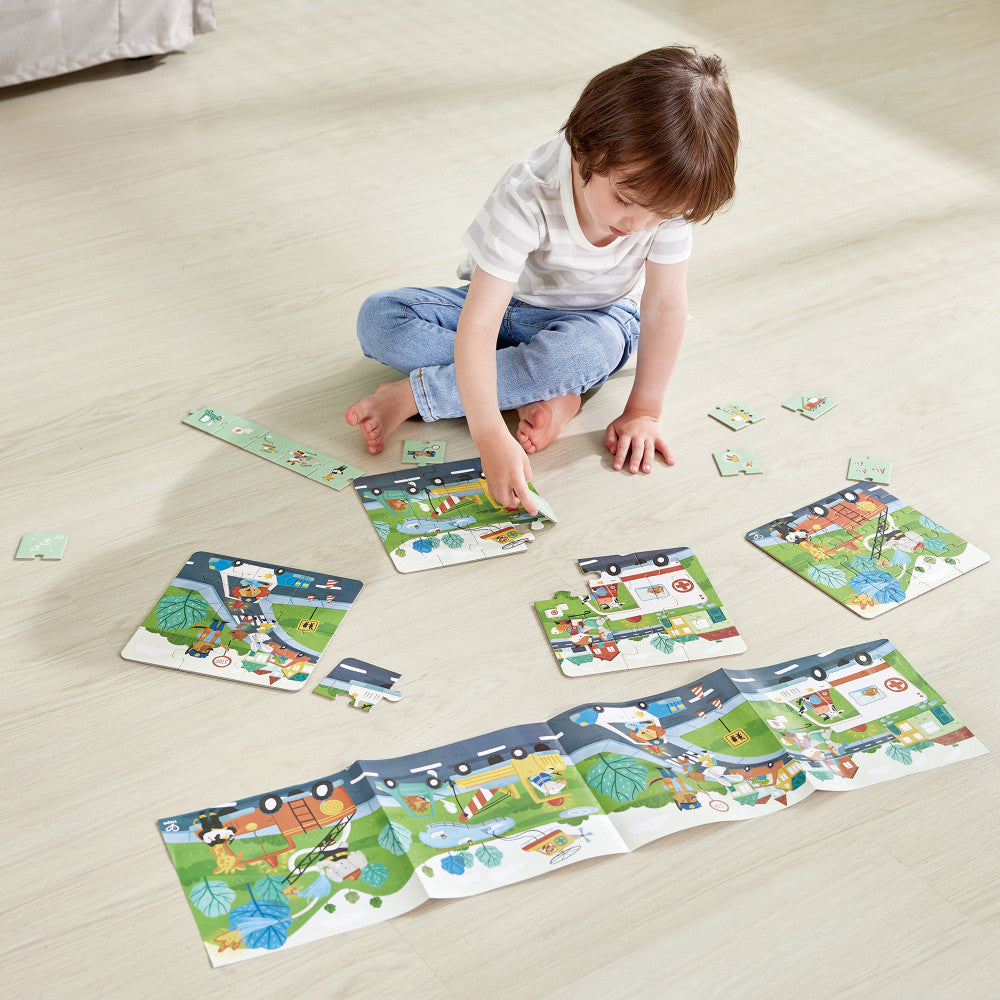 Hape Colorful Rescue Vehicles 4-in-1 Puzzle Set - Image 5