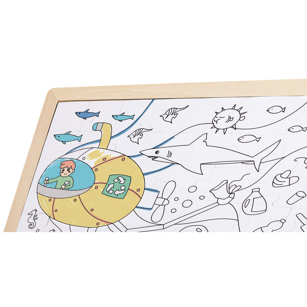 Hape Ocean Rescue 48pc Double-Sided Coloring Jigsaw Puzzle - Image 4