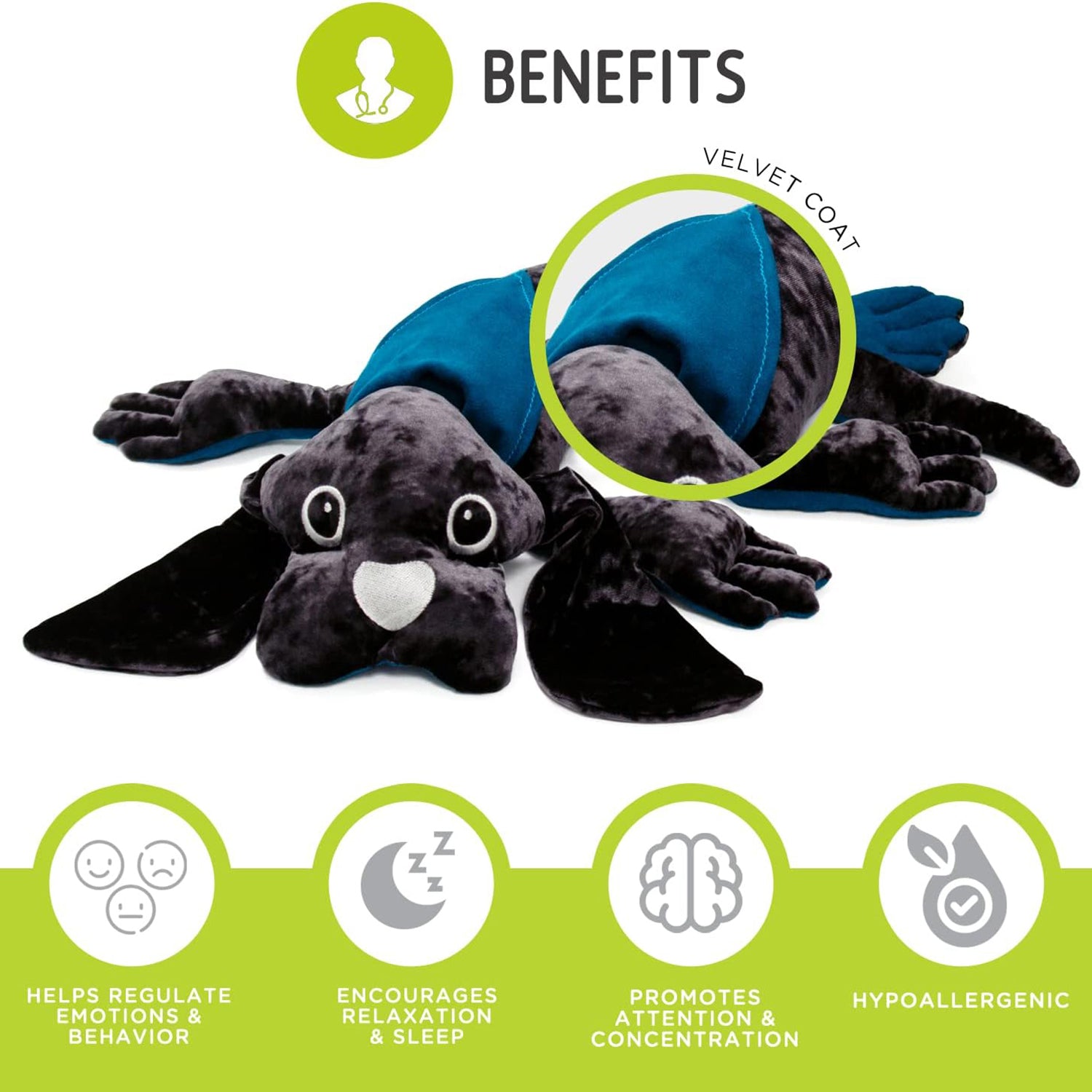 Alternative view of Manimo Therapeutic Weighted Plush Dog, 2.2 lb - Velvet Gray