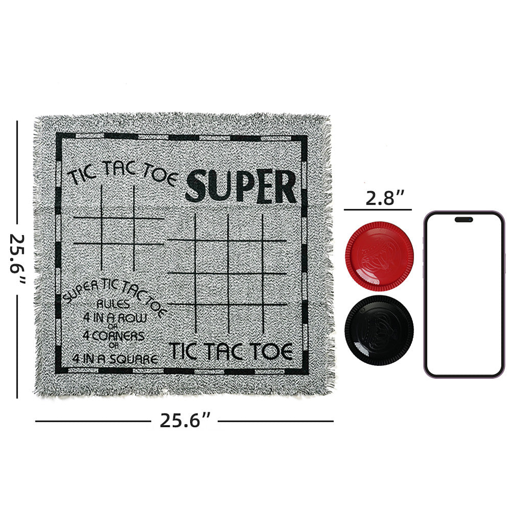 Trimate 3-In-1 Jumbo Checkers & Tic Tac Toe Game - 25.6" Square Rug Set - Image 3