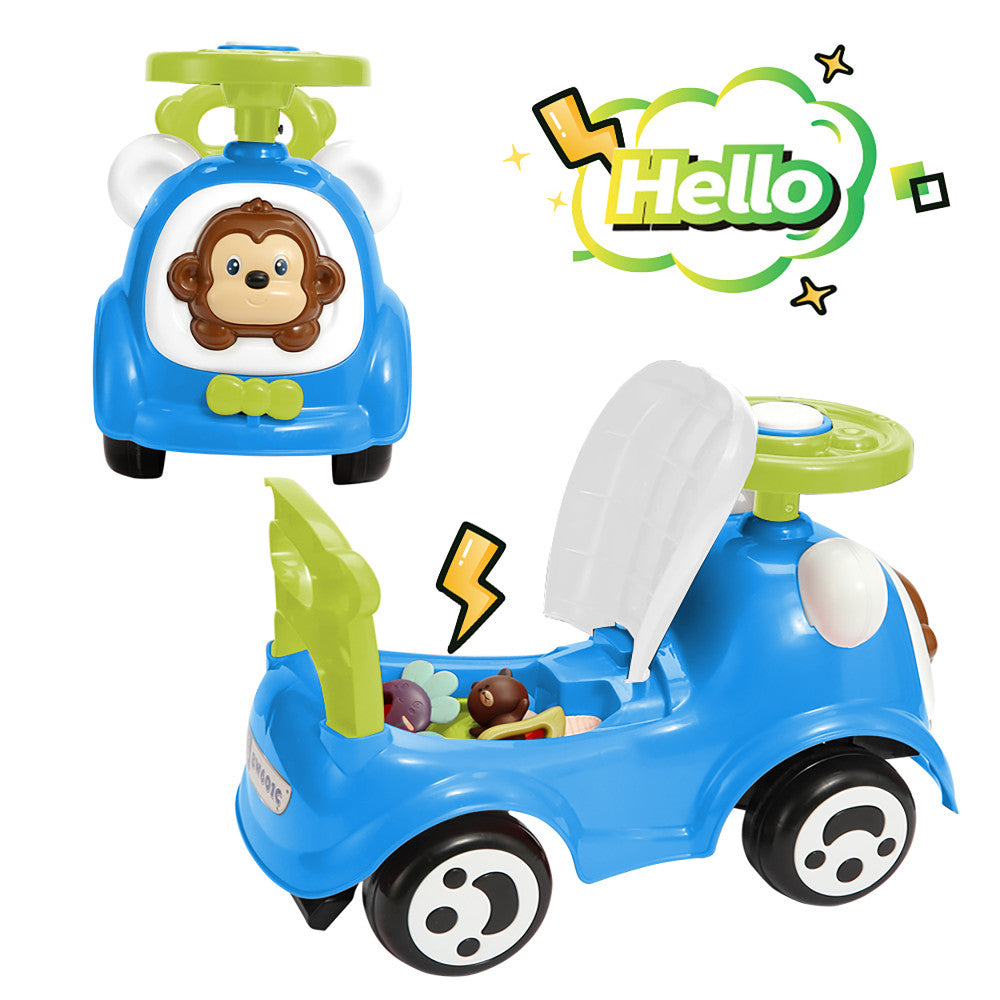 Alternative view of Timate Push & Ride Racer - Blue & Monkey Foot-To-Floor Ride-On