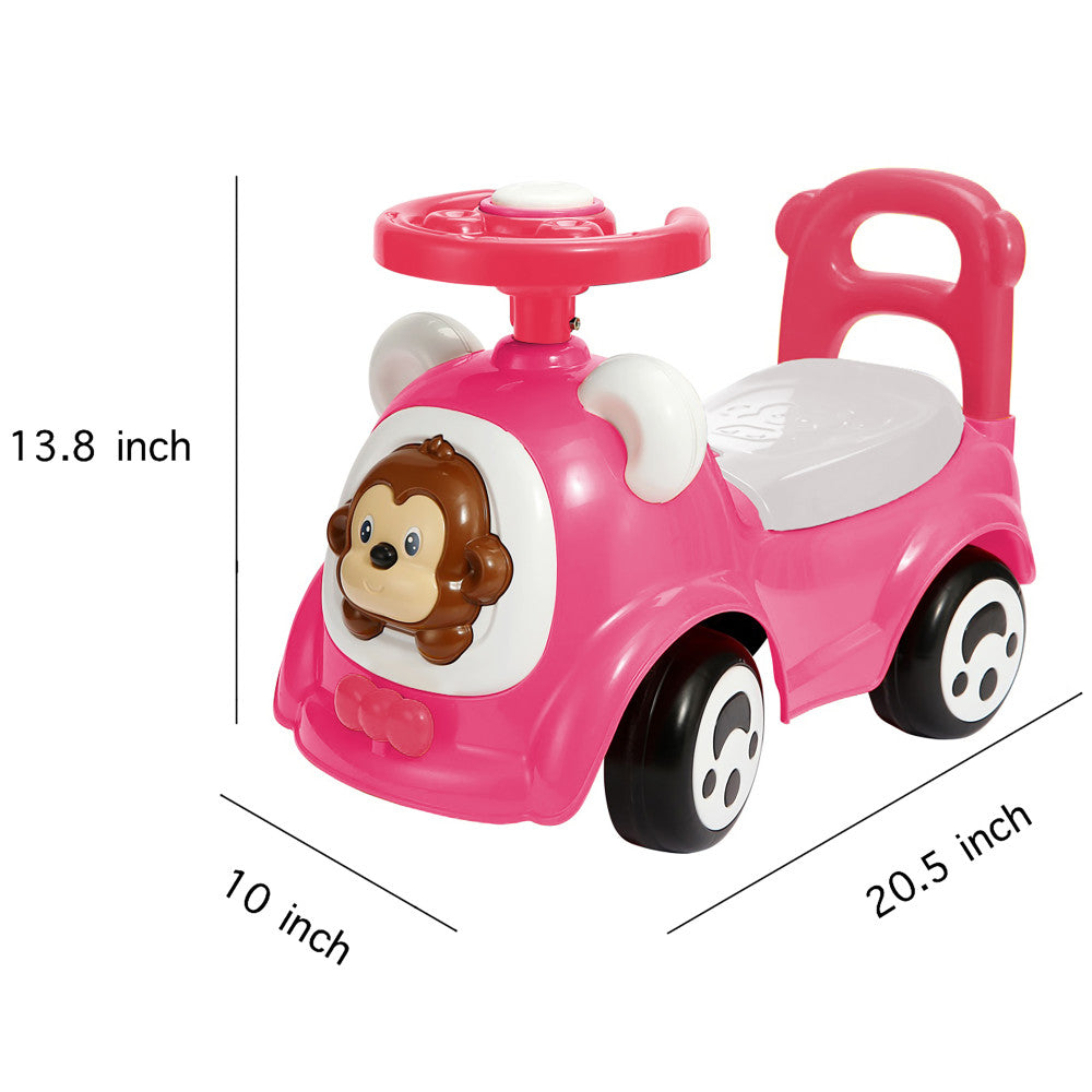 Timate - Push & Ride Racer - Pink & Monkey - Foot-To-Floor Ride-On - Image 4