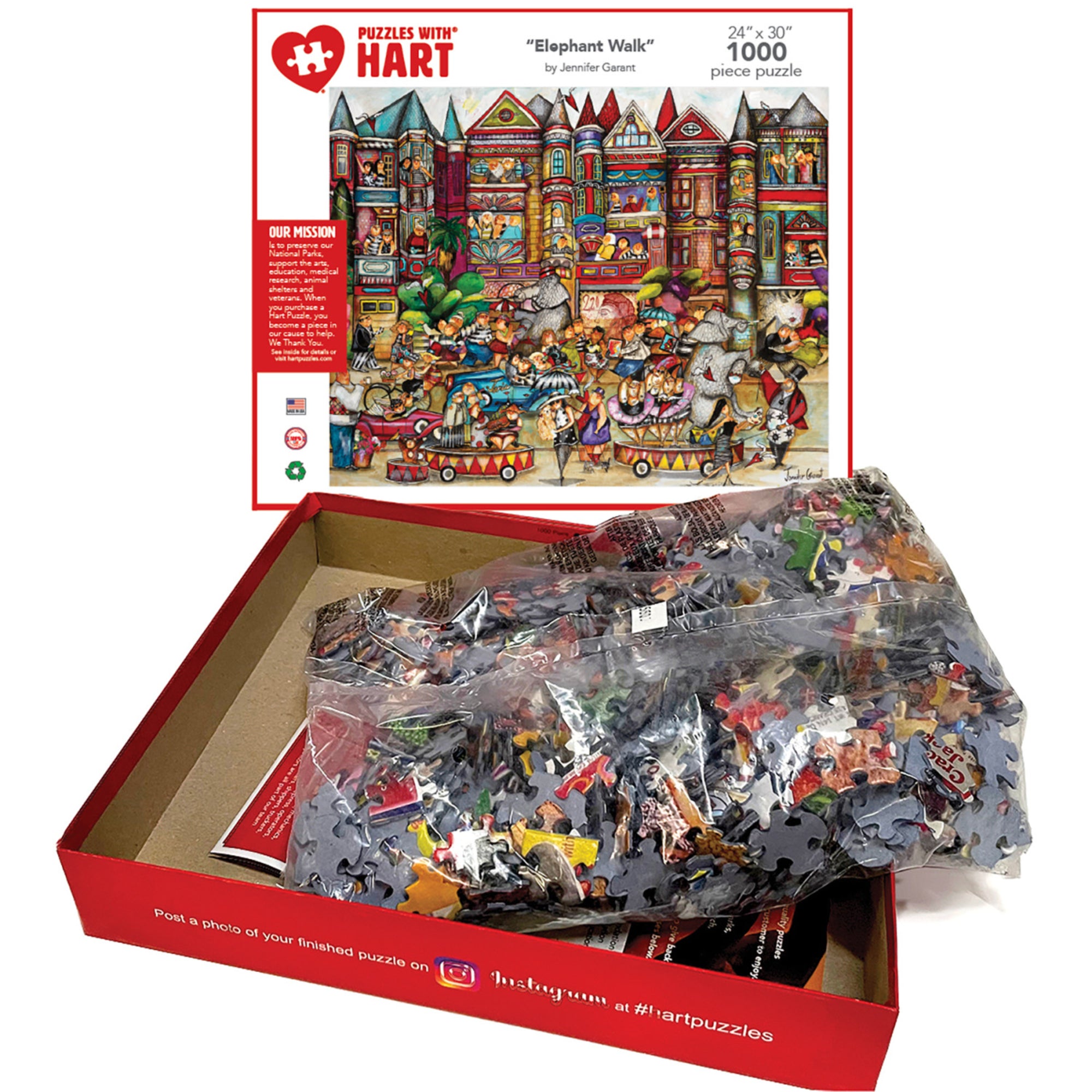 Jennifer Garant Elephant Walk Carnival-Themed Jigsaw Puzzle - 1000 pc - Image 4