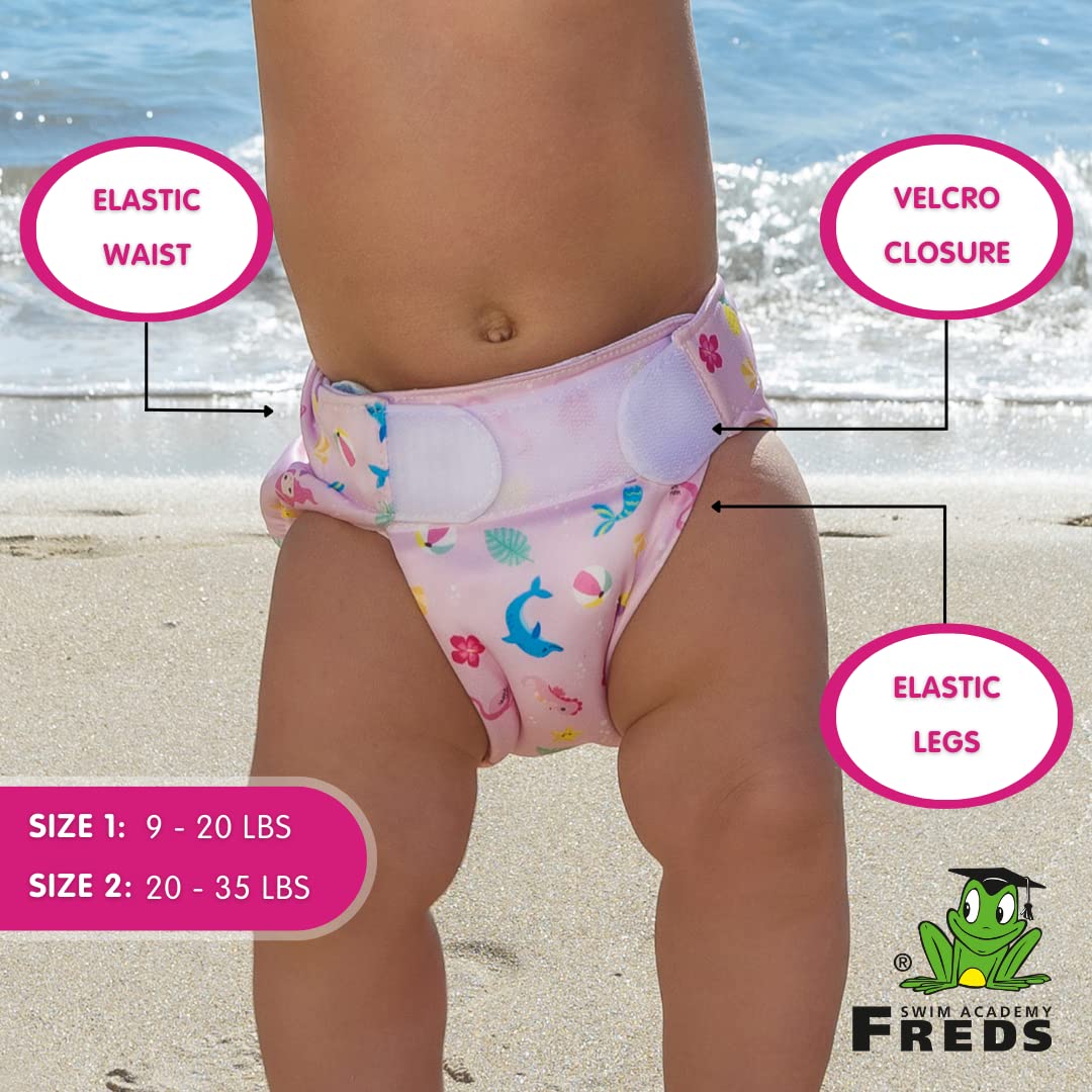 FREDS SWIM ACADEMY Pink Swim Nappy - Eco-Friendly Reusable Pool Diaper for Toddlers, Size 2 - Image 2