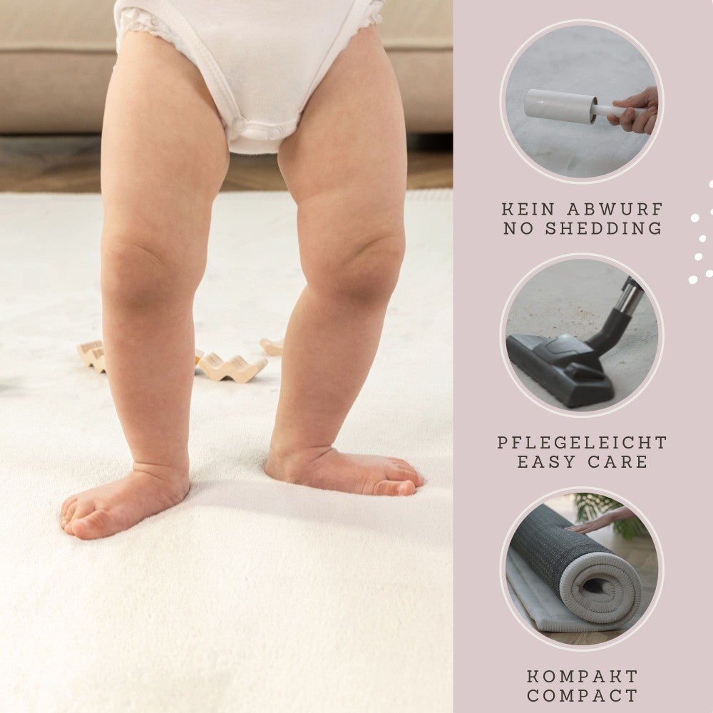 Hakuna Matte: Plush Coral Velvet Baby Playmat - Soft Grey - Image 4