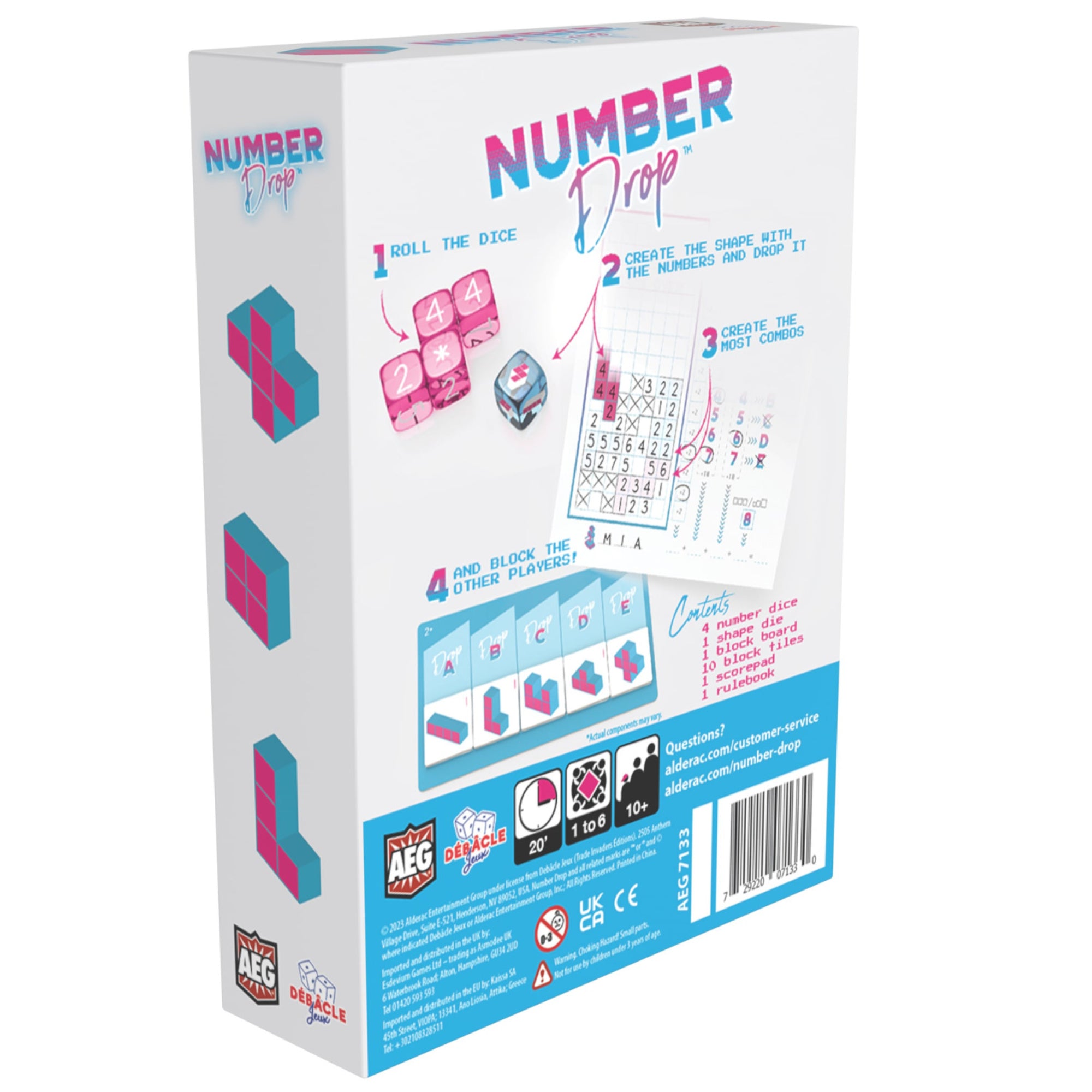 Alternative view of Number Drop Retro Edition Roll & Write Strategy Game