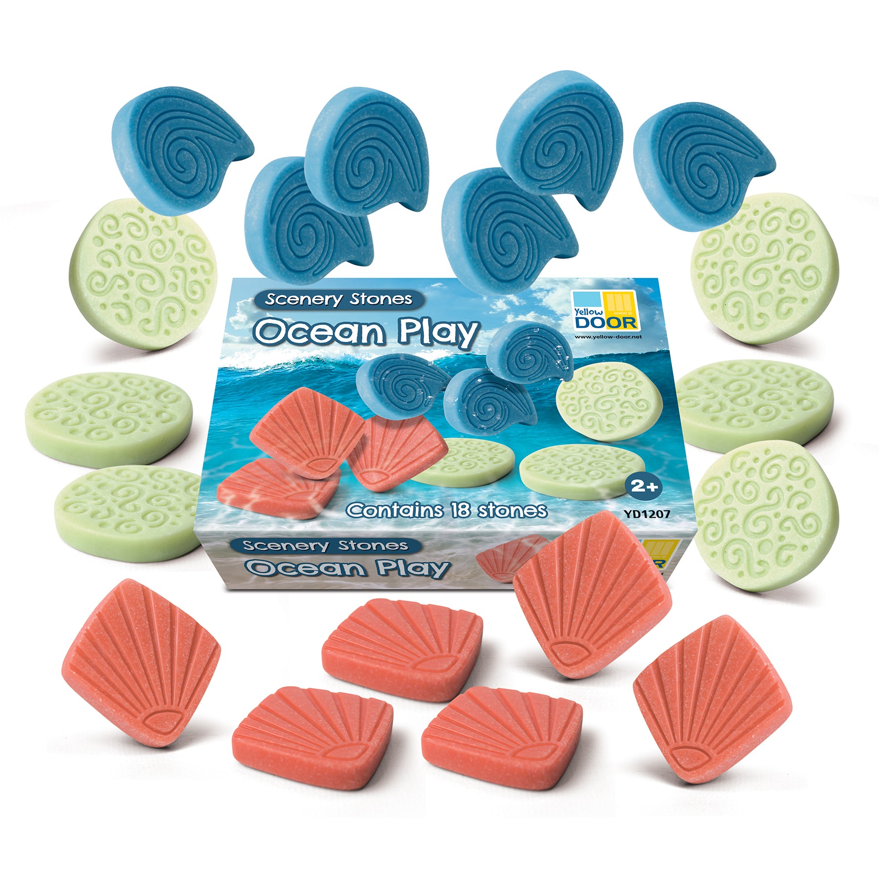 Yellow Door - Ocean Play Scenery Stones - Set Of 18
