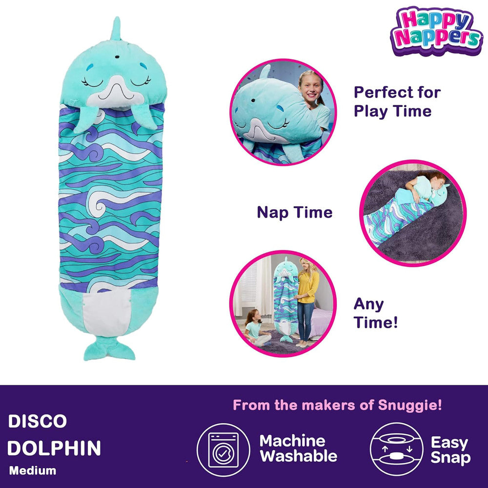 Happy Nappers Dolphin Disco 54 inch Plush Pillow & Sleepy Sack - Medium - Image 3