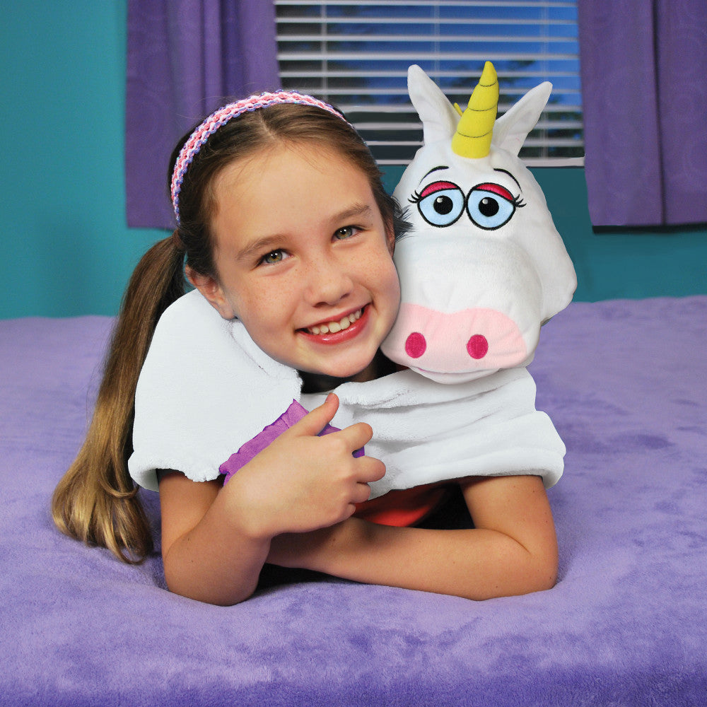 Cuddleuppets Magical Unicorn 2-in-1 Plush Puppet & Blanket - White-Purple - Image 2