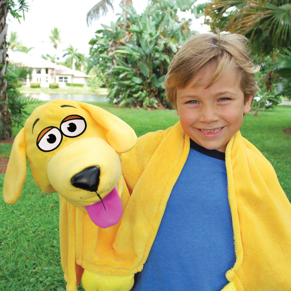 Cuddleuppets Playful Yellow Dog - 2-In-1 Plush Puppet & Blanket - Image 2