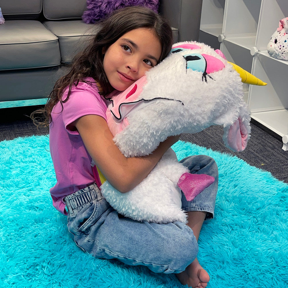 Shamzees Unicorn Magic Plush Pillow Cover - White & Purple - Image 3