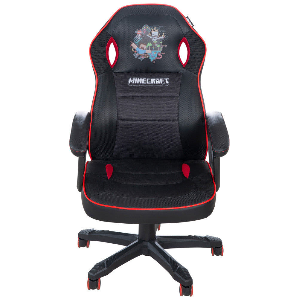 Minecraft Adventure Gaming Chair - Black-Red - Adult Desk Throne