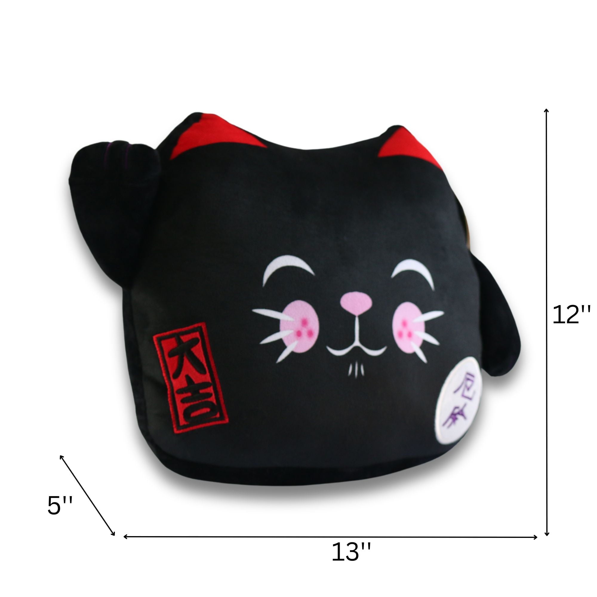 Maneki Neko Velboa Black Cushion - Soft, Adorable & Relaxing - Image 2