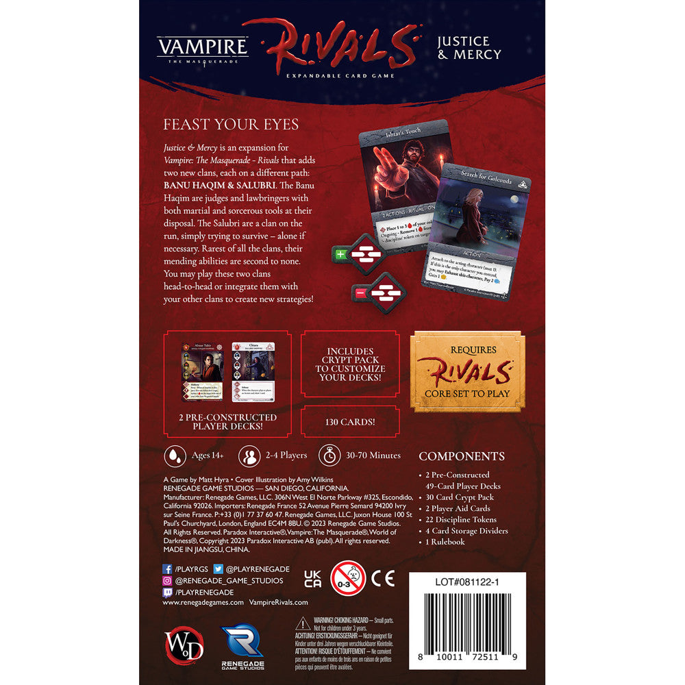 Alternative view of Vampire: The Masquerade Rivals Expandable Card Game - Justice & Mercy Expansion