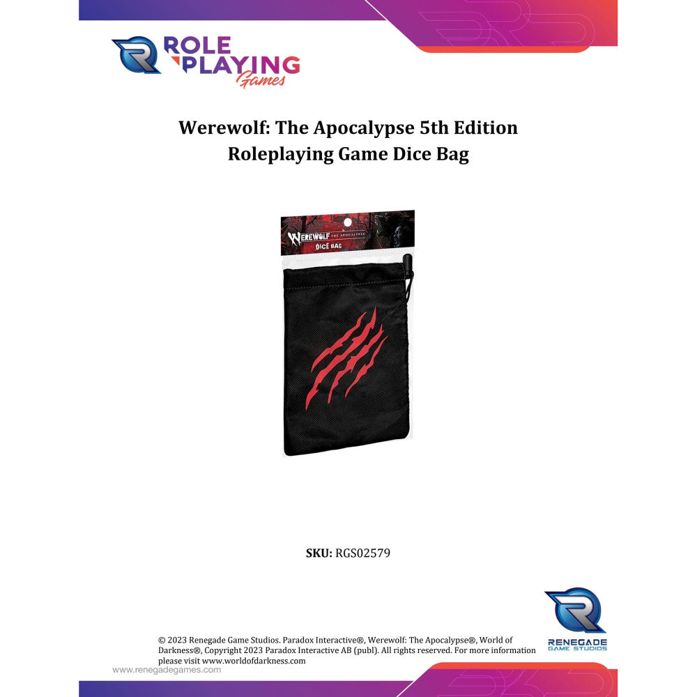 Werewolf: The Apocalypse 5th Edition Premium RPG Dice Bag - Image 3