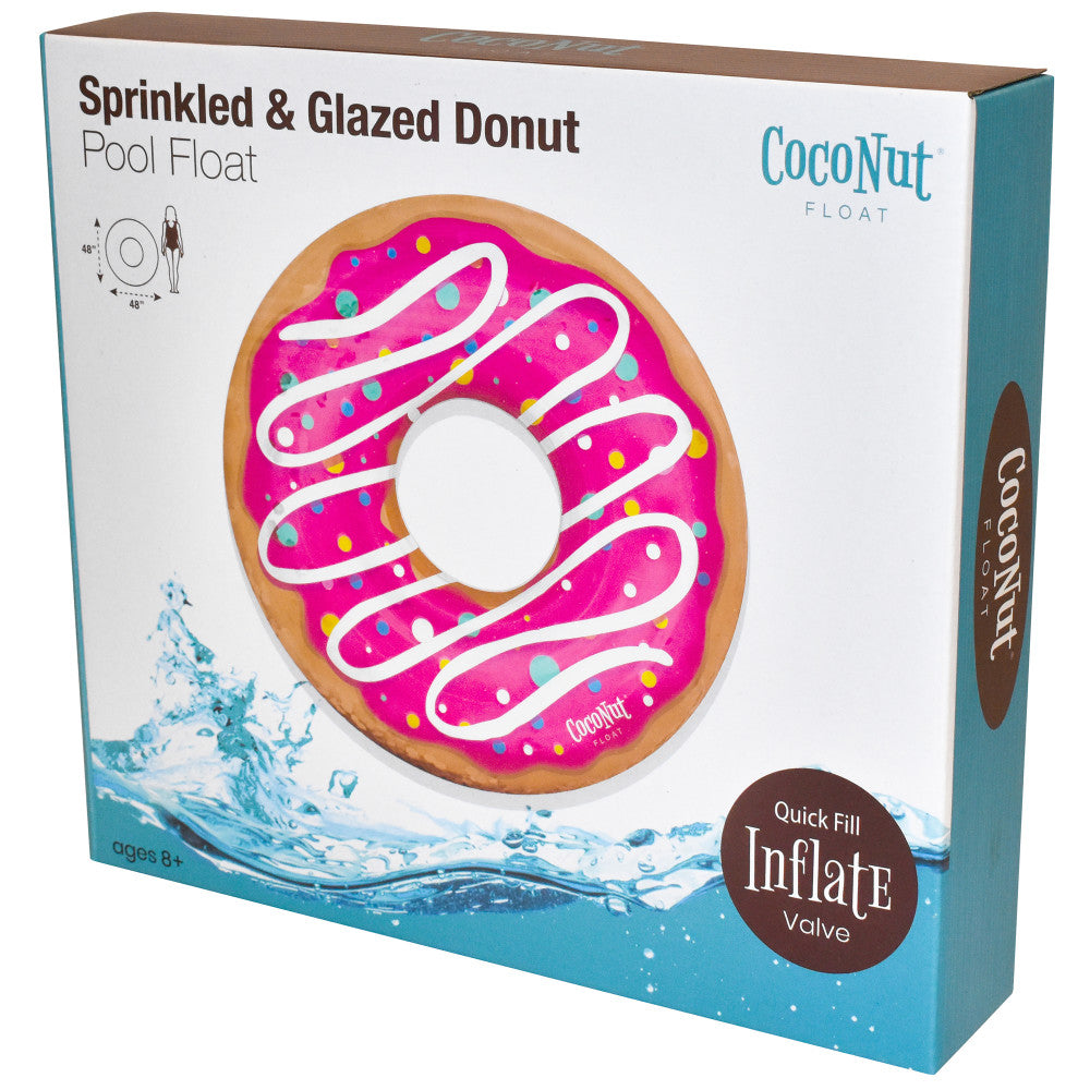 Alternative view of CocoNut Float Pink Sprinkled & Glazed Donut 48" Inflatable Pool Ring