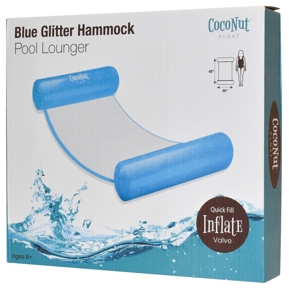 Alternative view of CocoNut Float Blue Glitter Hammock Pool Lounger - 49" x 30" Inflatable Relaxation Chair