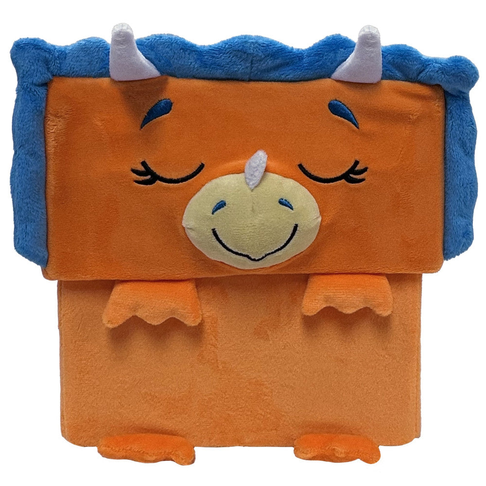 Happy Nappers Dino Triceratops 15 inch Plush Toy - Brown/Blue - Image 2