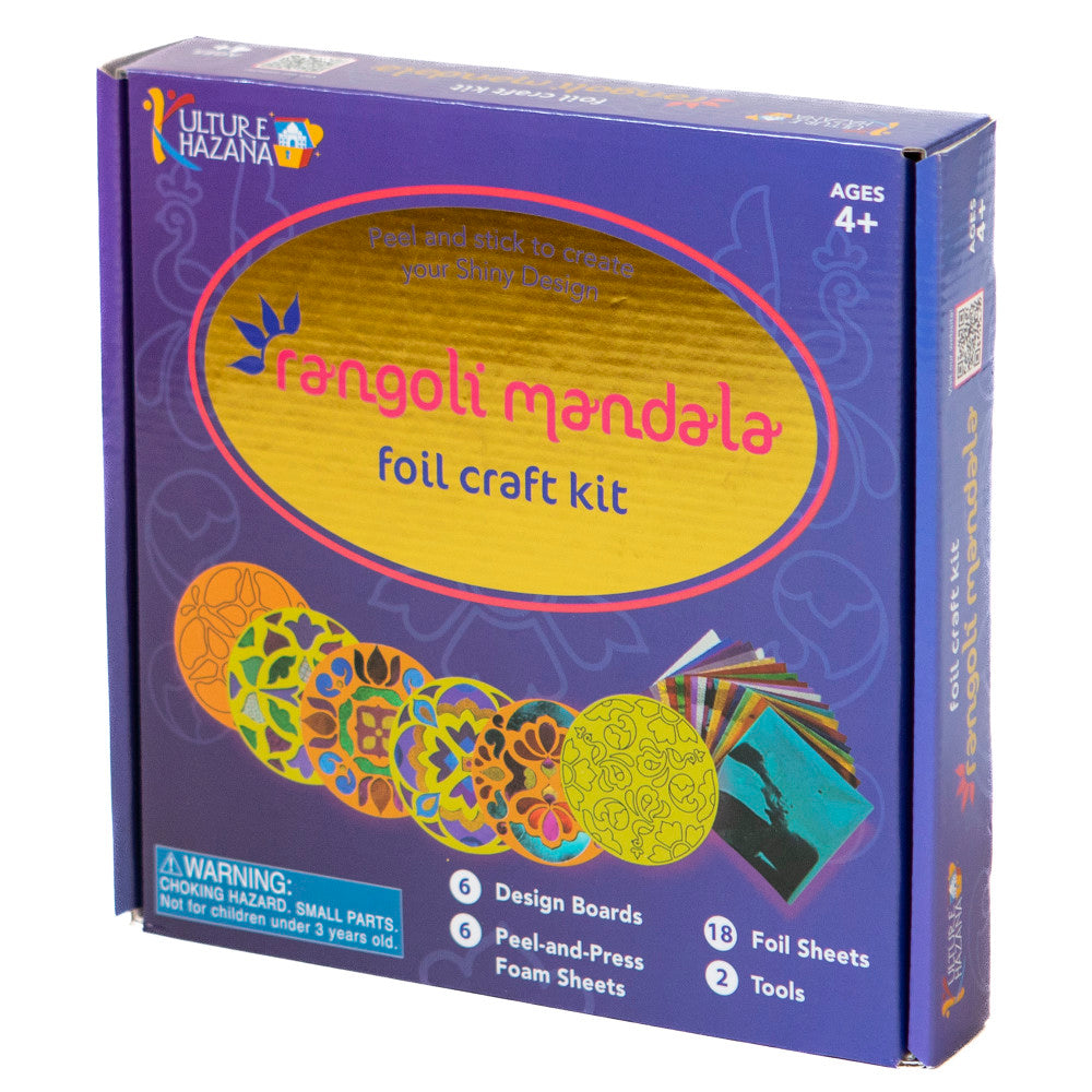 Kulture Khazana Rangoli Mandala Foil Craft Kit - DIY Shiny Designs, Ages 4+