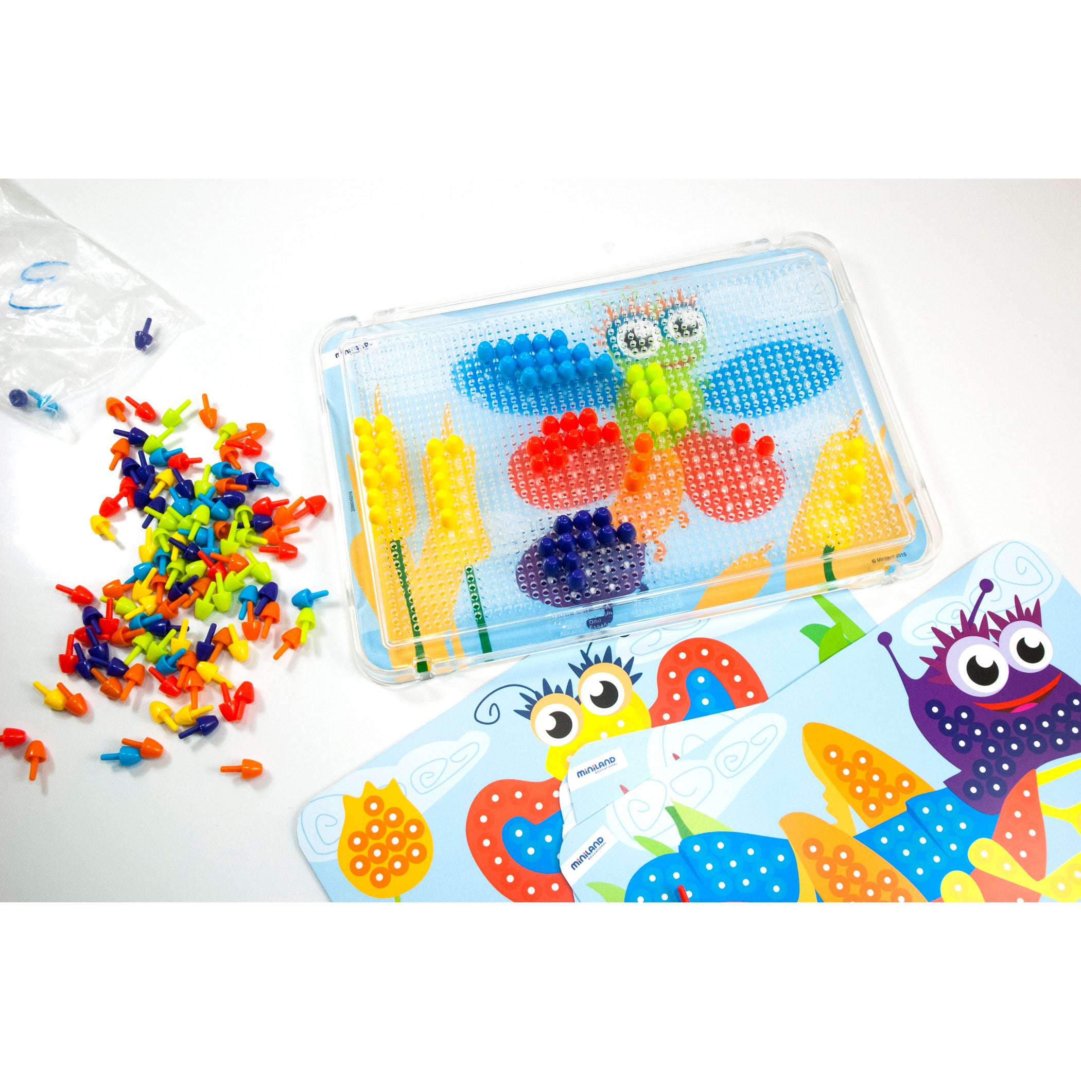 Alternative view of Miniland Educational Pegs Set - 3/8" Pegs with 6 Pattern Cards and 180 Pegs