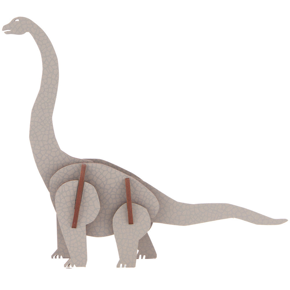 Little & Wood Brachiosaurus: Medium Grey 3D Wooden Dino Puzzle Kit - Image 2