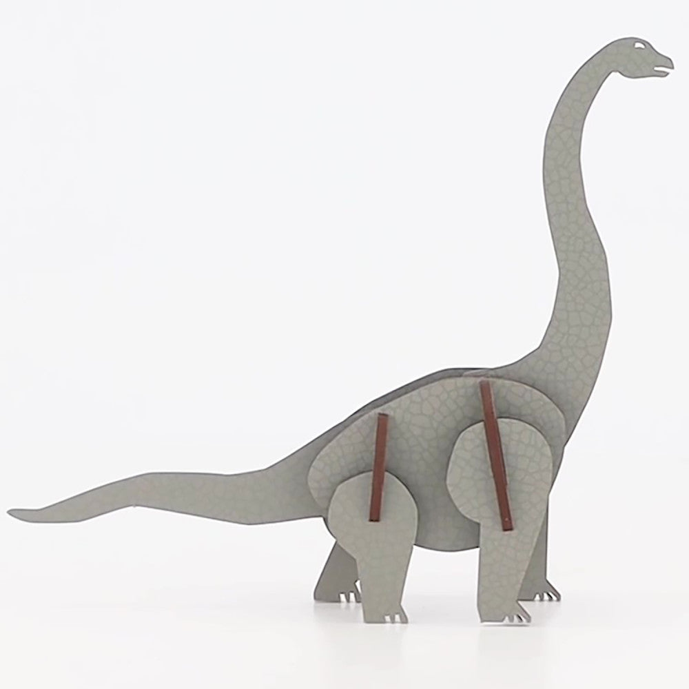 Little & Wood Brachiosaurus: Medium Grey 3D Wooden Dino Puzzle Kit - Image 5
