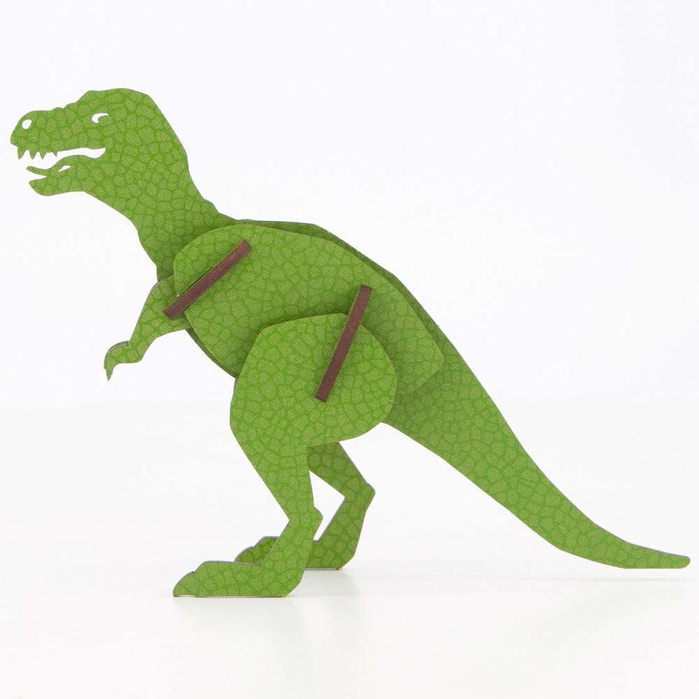 Little & Wood: T-Rex Green, Medium 3D Wooden Puzzle Kit - Image 2
