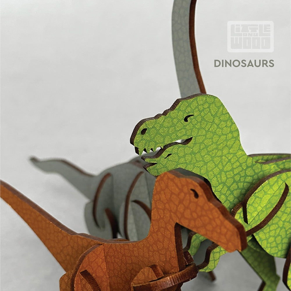 Little & Wood: T-Rex Green, Medium 3D Wooden Puzzle Kit - Image 5