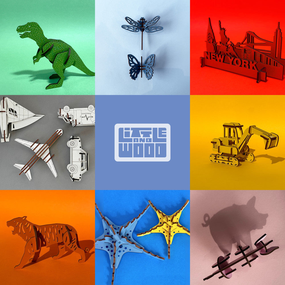 Little & Wood: T-Rex Green, Medium 3D Wooden Puzzle Kit - Image 8