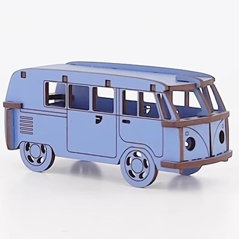Little & Wood: Woodlet Camper Van Puzzle - Medium Blue 3D Model - Image 5