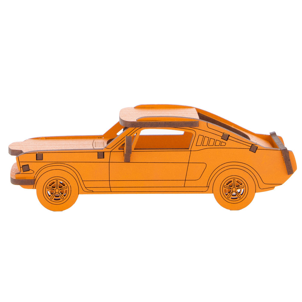 Little & Wood: Woodlet Medium - Muscle Car, Orange - 3D Wooden Puzzle Kit - Image 2