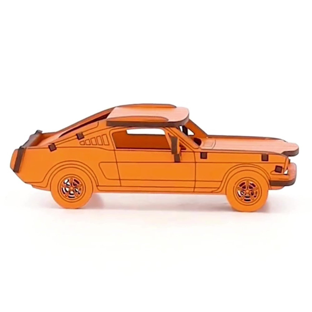 Little & Wood: Woodlet Medium - Muscle Car, Orange - 3D Wooden Puzzle Kit - Image 5
