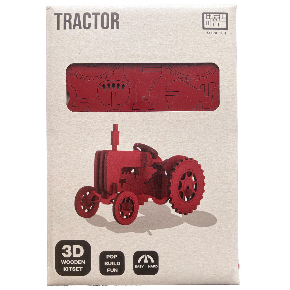 Little & Wood: Mighty Tractor - Red 3D Wooden Puzzle Kit - Image 3