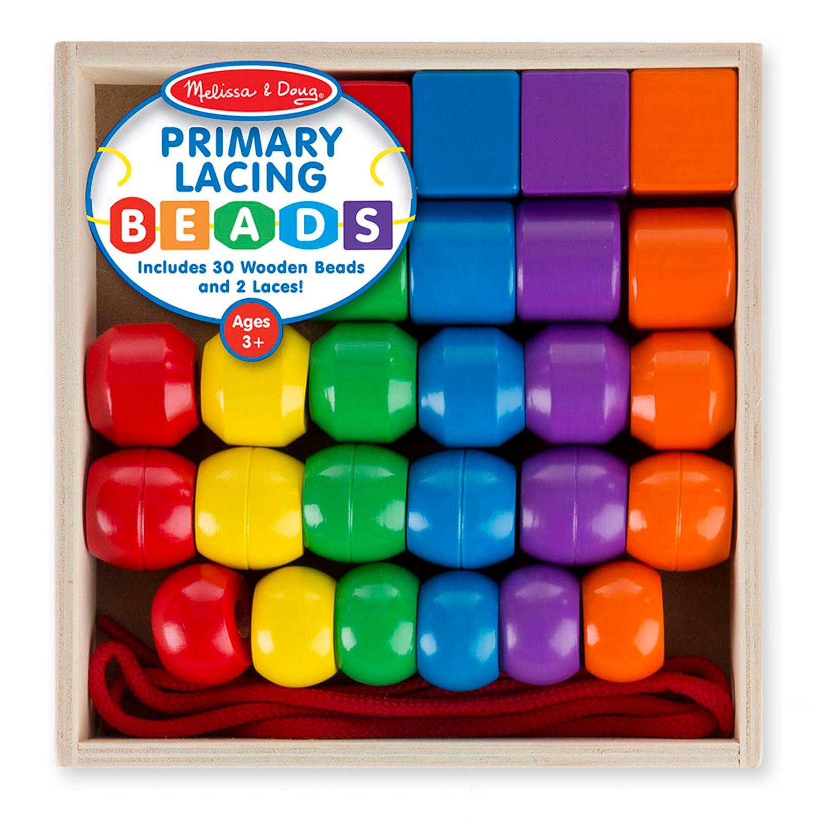 Alternative view of Melissa & Doug Primary Lacing Beads - Colorful Wooden Educational Toy