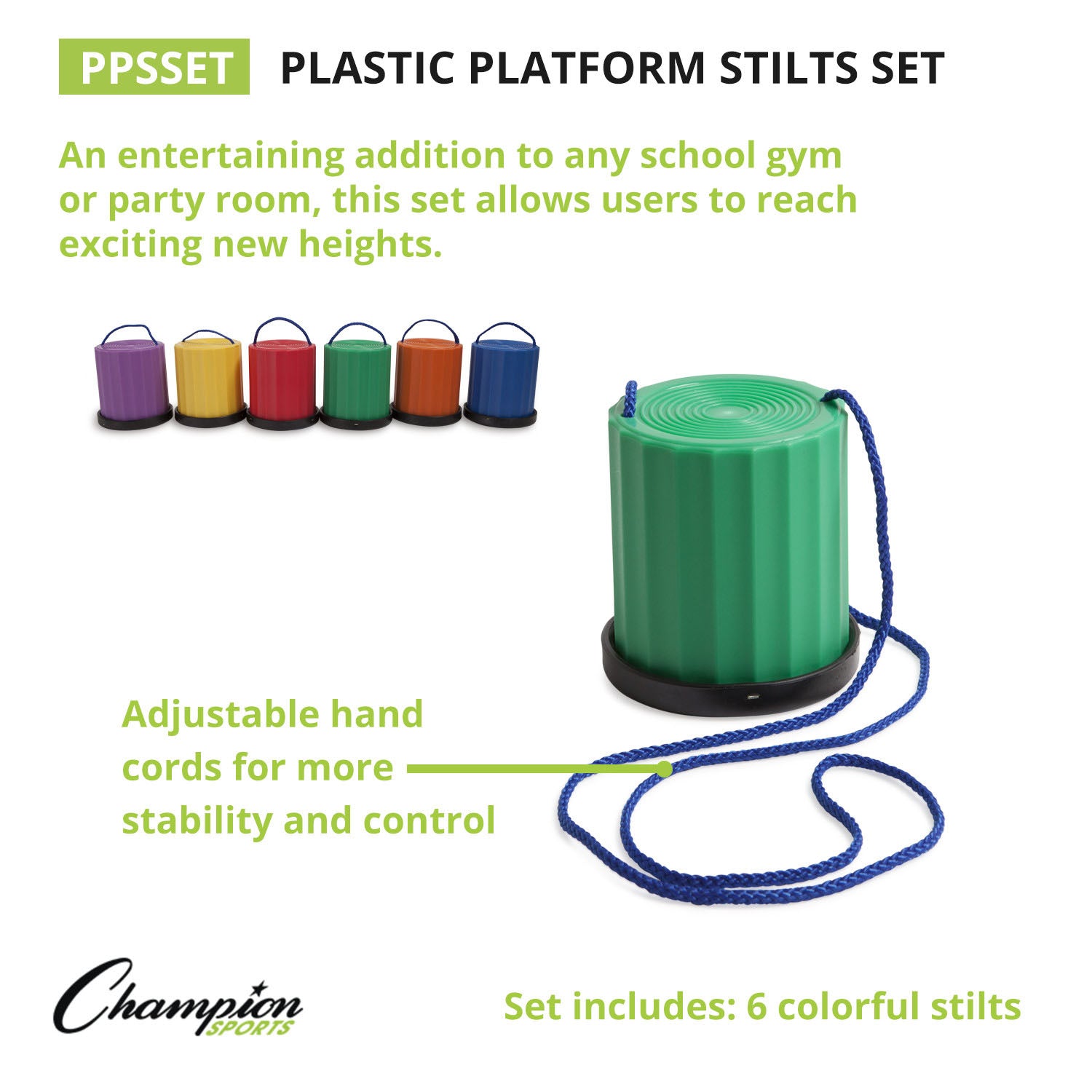 Alternative view of Champion Sports Rainbow Platform Stilts, Set of 6