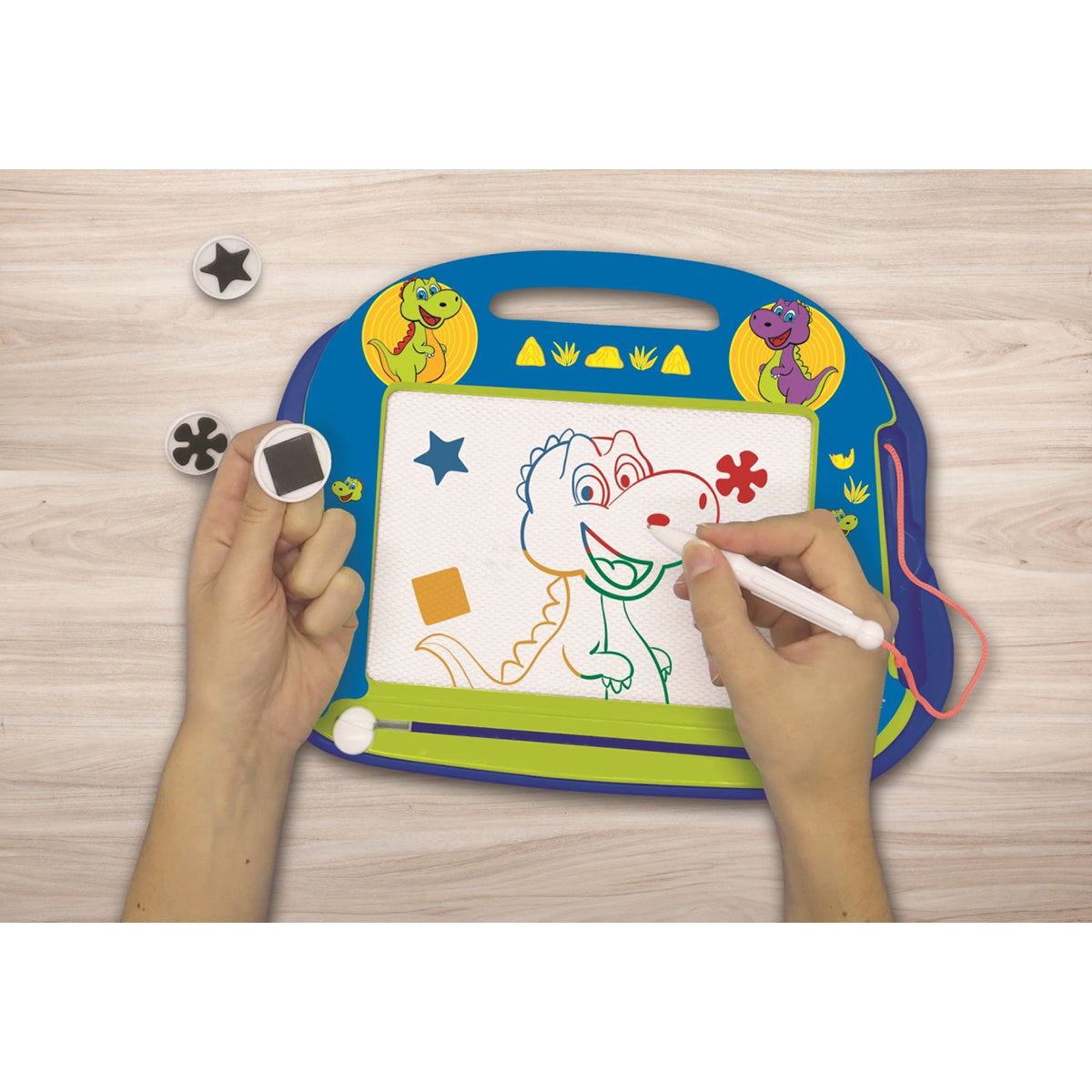 LEXIBOOK Dinosaurs Magnetic Multicolor Drawing Board with accessories A5 format - Image 2