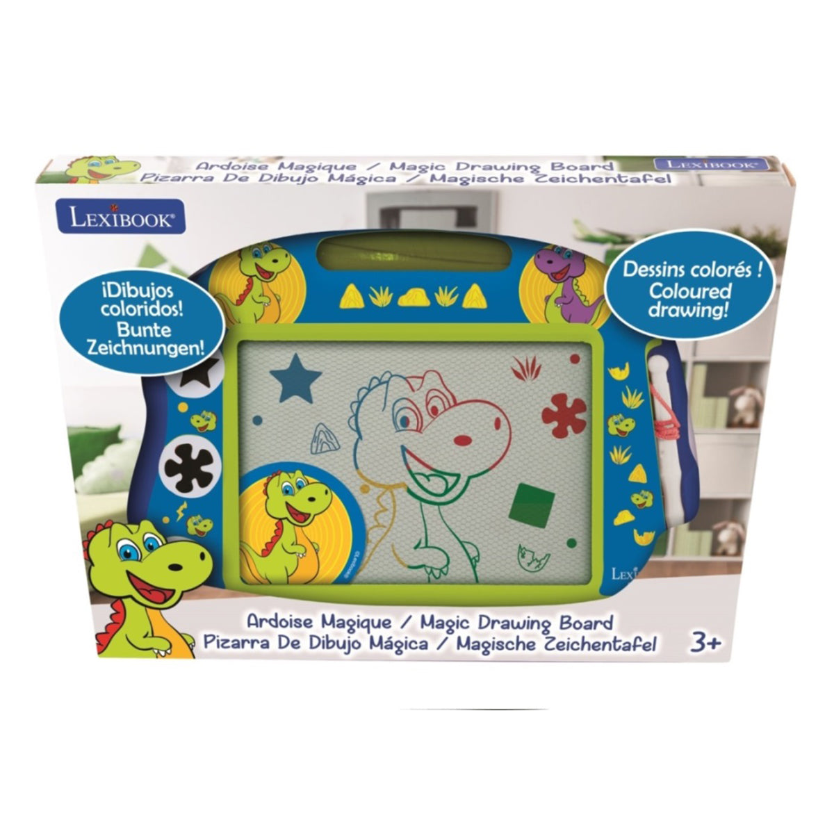 LEXIBOOK Dinosaurs Magnetic Multicolor Drawing Board with accessories A5 format - Image 3