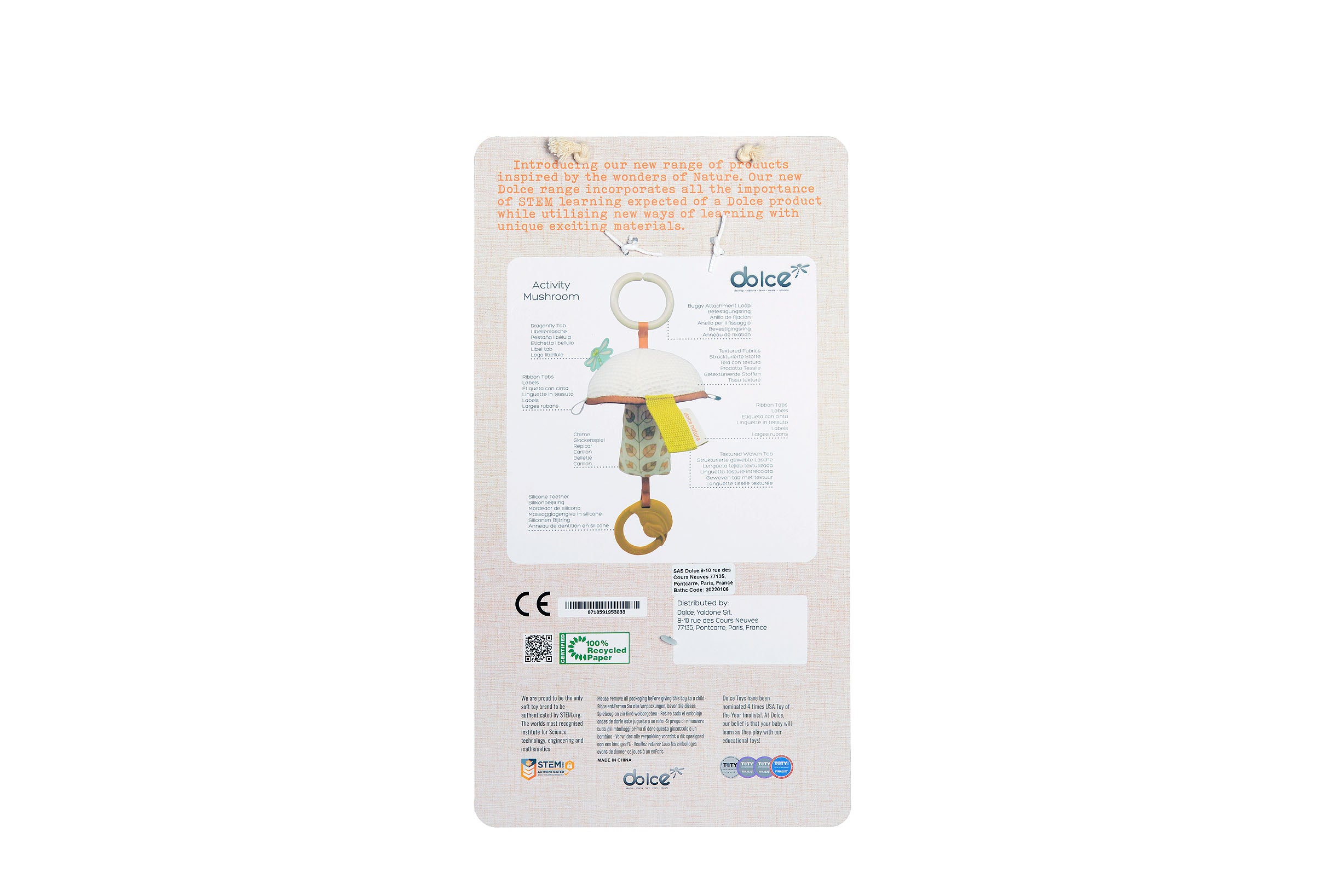 Alternative view of Dolce Activity Travel Mushroom - Engaging Infant Toy
